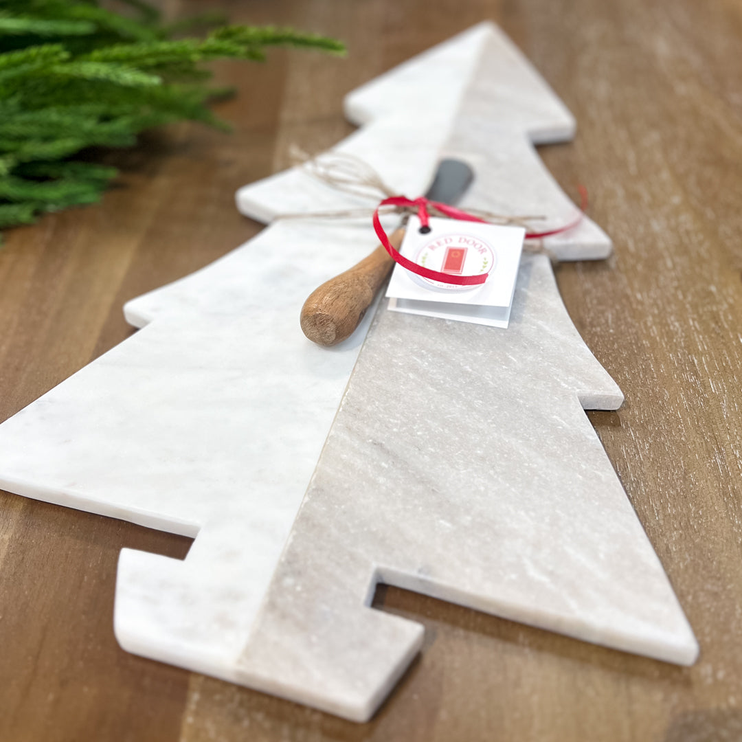 Marble Tree Cutting Board with Canape Knife